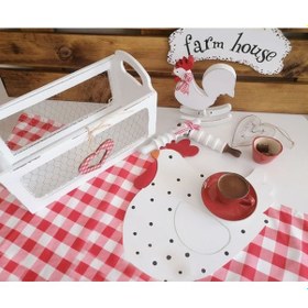 Resim Tavuk Ahşap Supla - Amerikan Servis - Tabak Altı Çok Renkli 