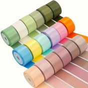 Resim Düğün çiçeği buketi, saç fiyonk yapımı, hediye paketleme ve el sanatları için 6 rulo, 2.54 cm x 4.57 metre saten kurdele, ipek saten kurdeleler 