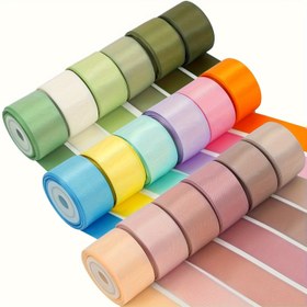 Resim Düğün çiçeği buketi, saç fiyonk yapımı, hediye paketleme ve el sanatları için 6 rulo, 2.54 cm x 4.57 metre saten kurdele, ipek saten kurdeleler 