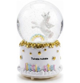 Resim Pilli Işıklı Müzikli Kar Küresi Pony At Figürlü Eğlenceli Masaüstü Biblo, Led Aydınlatmalı Dekoratif Hediyelik Kar Küresi 4989 