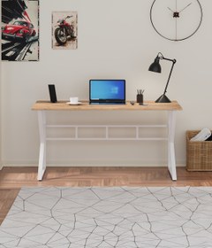 Resim TEKATEL Oyuncu Masası Bilgisayar Masası Metal ayaklı Çalışma Masası Ofis masası Çam - Beyaz 120X60 