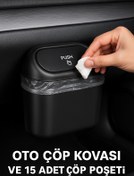 Resim BLUE SİDE Minimalist Stil Araç İçi Çöp Kovası + 15 Adet Çöp Poşeti Araç İçi Çöp Kovası 