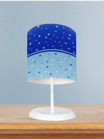 Resim Mekta Home Bebek Ve Çocuk Odası Mavi Lacivert Yıldız Desenli Abajur 