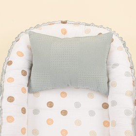 Resim Babynest ve Yastık - Çift Taraflı - Petrol Mavisi Waffle - Puantiye 