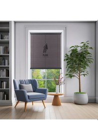 Resim Plise Dekor Antrasit Gri Plise Perde - Cam Balkon Perdesi Yapıştırma Profilli 