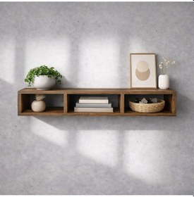 Resim Dekoratif Raflı Duvar Tv Ünitesi Üç Bölmeli Atlantik Çam 150 Atlantik Çam 