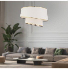 Resim Paoni 2 Katlı Beyaz Gold Detaylı Modern Koridor,Yatak Odası Salon Avize 