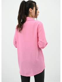 Resim Koza Butik Kadın Keten Cep Detaylı Gömlek 1732-24 001 