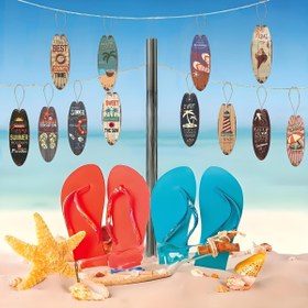 Resim 2D Düz - 12 Adet Yaz Dekorasyonları, Vintage Sörf Tahtası Temalı Ahşap Kolyeler - Yaz Partileri, Havuz Partileri Dekoru, Ev, Ofis ve Tatil Dekorasyonları, Plaj Partisi Aksesuarları, 2D Düz Ürünler 