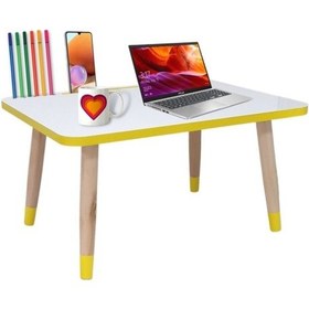 Resim Liva Ahşap Laptop Tablet Bilgisyar Ve Kahvaltı Sehpası Çalışma Masası Beyaz 