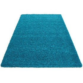 Resim Soft Shaggy Halı Yüksek Tüylü Düz Turkuaz Mavi Rengi Çocuk Odası Oturma Odası Salon Mutfak Halısı 