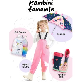 Resim Denokids Kalpli Unicorn Kız Çocuk Lacivert Şemsiye 
