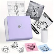 Resim Tcherchı Etiket Mini Taşınabilir Termal Yazıcı Mor 