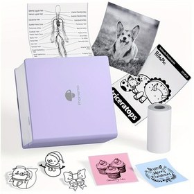 Resim Tcherchı Etiket Mini Taşınabilir Termal Yazıcı Mor 