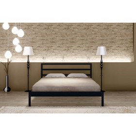 Resim Metalia Çift Kişilik Karyola Siyah 140 x 190 cm 