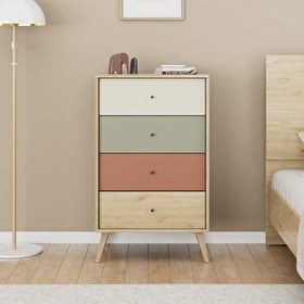 Resim Adore Mobilya Tiffany 4 Çekmeceli Şifonyer-Florida Meşe/Karışık Renk 60x99x44 CM 