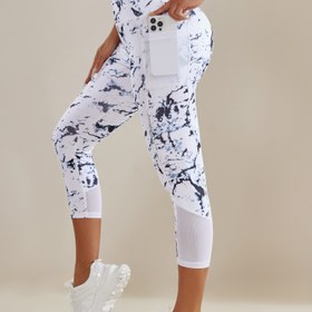 Resim Yüksek bel kalça kaldırıcı yoga pantolonu, karın kaldırıcı, baskılı, cepli, fileli, kalça kaldırıcı, fitness, sıkı pantolon, spor pantolonu 