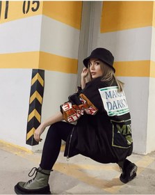 Resim Kadın Baskılı Oversize Bomber Ceket 