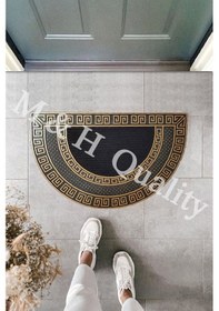 Resim Dekoratif Yarım Ay Versace Model Kapı Önü Paspası Yıkanabilir Toz Alıcı Halı Altın Renk Altın 