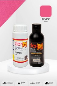 Resim Derby Special Pembe Deri Boyası Ve Cilası 100 ml - 2'li Set / Mont Eşya Çanta Deri Boyası 