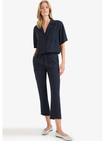 Resim DeFacto Straight Fit Çift Cepli Yüksek Bel Düz Paça Modal Kumaş Pantolon E5962AX25SPNV100 