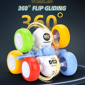 Resim 360° Çevirme Eylemi ile İnertiyalı Akrobasi Oyuncak Araba, Çok Renkli PVC Novelty Tumbler Araç, Sürekli 6 Tekerlekli Hile Arabası, 3+ Yaş için Eğitim ve Parti Favori Cihazı, Çocuklar için 
