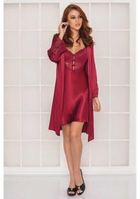 Resim Pierre Cardin 2li Saten Kısa Gecelik Sabahlık 4300 001 