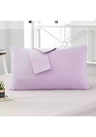 Resim Lila Renkli Pamuklu Kumaştan Kapaklı Yastık Kılıfı 2 Adet 