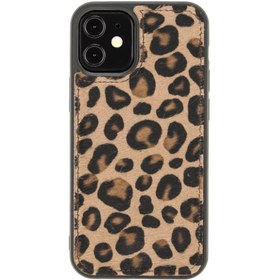 Resim Venito Apple Iphone 12 Mini Lucca Tüylü Leopar Desenli Deri Arka Telefon Kılıfı 