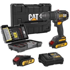 Resim Cat DX1120 18V/2.0AH Li-ion Çift Akülü Kömürsüz Profesyonel Şarjlı Darbeli Matkap + DA01902 45 Parça Vidalama Uç Seti 