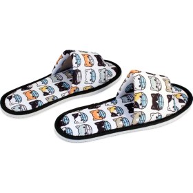 Resim Chochili Unisex Beyaz Maskeli Kedi Desenli Önü Açık Yumuşak Tabanlı Ev Terlik 