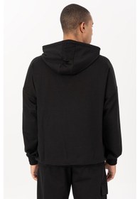 Resim Maraton Sportswear Oversize Erkek Kapşonlu Düşük Kol Basic Siyah Sweatshirt 22465-siyah Siyah 