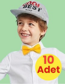 Resim Tezzgelsin Erkek Çocuk Saten Papyon 10 Adet Sarı 