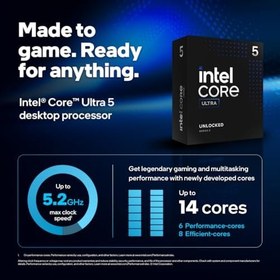 Resim Intel® Core™ Ultra 5 masaüstü işlemci, 245 KF 14 çekirdek (6 P çekirdek + 8 E-çekirdek) 5,2 GHz'e kadar 