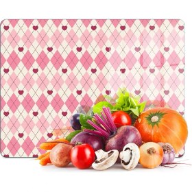 Resim Decovetro Cam Kesme Tahtası ve Sunumluk Pembe Baklava Desenli 40 x 30 cm 