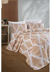 Resim Baskılı Pike Takımı Çift Kişilik Segment Hardal Hardal 