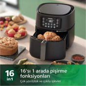 Resim Geniş Kapasiteli 16'sı 1 Arada Airfryer, 7,2 Litre, Uzaktan Bağlantılı, Siyah 