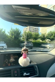 Resim OTOMOGARAJ Otomobil dikiz süsü ponponlu tavşan tokalı kız elbiseli kız dikiz süsü ve oto anahtarlık set 