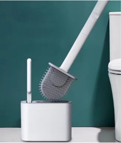 Resim Mucit Home 2 Bölmeli Klozet Fırçası Silikon Esnek Duvara Monte Wc Tuvalet Temizlik Fırçası Seti Renkli 