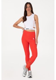 Resim U.S. Polo Assn. Kadın Kırmızı Yüksek Bel Tül Detaylı Spor Tayt 50300689-VR213 