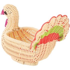 Resim Yaozixa Ev Dekorasyonu İçin El Dokuma Horoz Şekilli Simülasyon Rattan Malzeme Masaüstü Çöp Toplama Ve Düzenleme Sepeti 