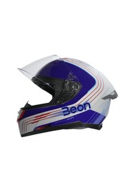 Resim Beon B-507 Full Face FF04 Kapalı Motosiklet Kaskı Beyaz - Mavi - Kırmızı 