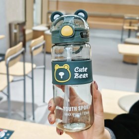 Resim Jiexiao Ayı Pipetli Kupa Plastik Kupa Çocuk Kurı (Yurt Dışından) 