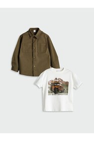 Resim LC Waikiki UZG STORE'dan Stil Sahiplerine Erkek Çocuk Gabardin Gömlek ve T-shirt 
