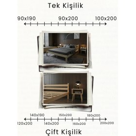 Resim Renazzo Mobilya Letto Masif Çam Karyola ve Iki Adet Komodin Seti- Masif Ahşap Modern Takım 