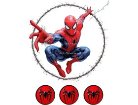 Resim Örümcek Adam Pasta Resmi - Yenilebilir Pasta Üstü Resmi - Yenilebilir Kağıt Pasta Süsü - Model 7 