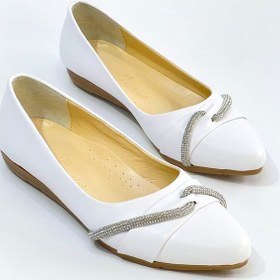 Resim Bulutmod Kadın Dalga Taşlı Büyük Numara Günlük Babet Ayakkabı Beyaz 