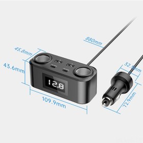 Resim Lemestar 100w 6 Portlu Araç Şarj Adaptörü - 2xusb-a + 2xtype-c Pd+qc Hızlı Şarj + 2xsigara Çakmaklı, Voltaj Tespiti, Siyah 