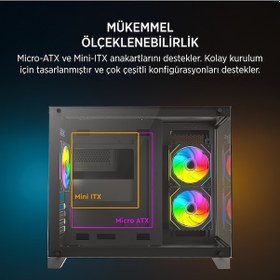 Resim James Donkey Stark S700 3xargb Temperli Cam 650w 80+ Bronze Matx Siyah Gaming Oyuncu Kasa 