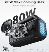 Resim Soundcore by Anker Boom 2 Bluetooth Hoparlör, 24 Saat Çalışma Süresi, 80W, RGB, 2.1 Stereo, IPX7, BassUp 2.0, Özelleştirilebilir EQ, Mavi 